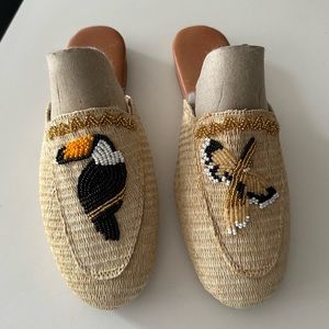 Farm rio beaded raffia mule